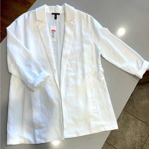 Eileen Fisher White Open-Front Lightweight Blazer